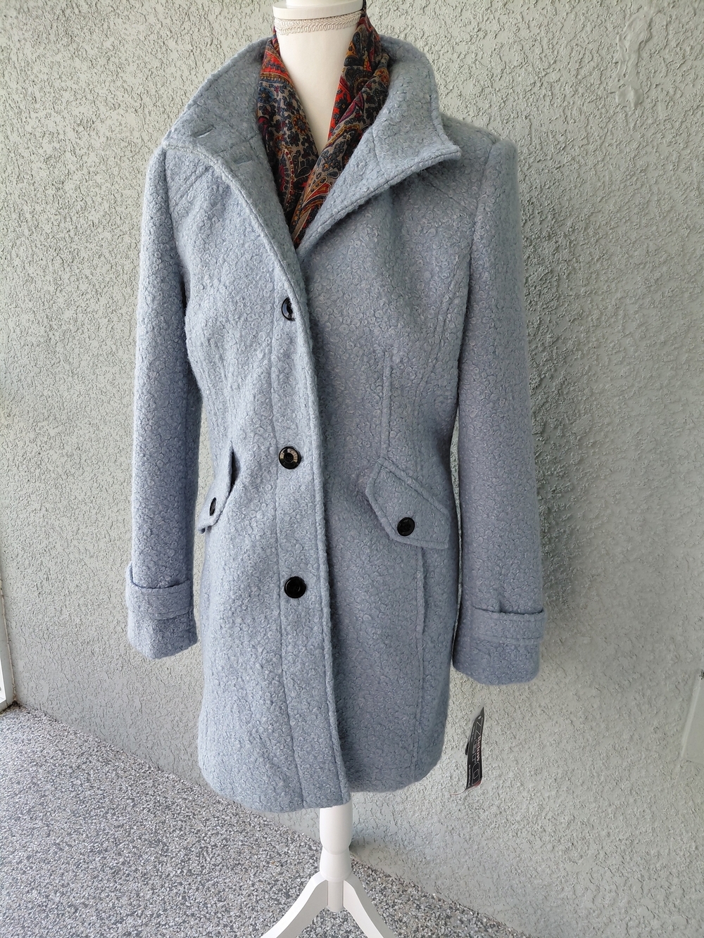 ​NWT Below Zero by Rothschild Light Blue Boucle Faux Wool Jacket Coat Size M - Picture 2 of 16